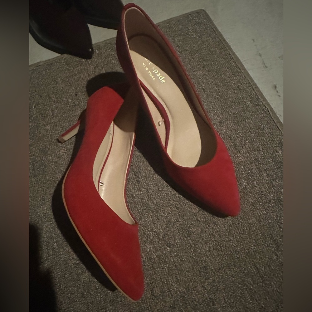 NEW KateSpade Red Suede Heels-size7.5